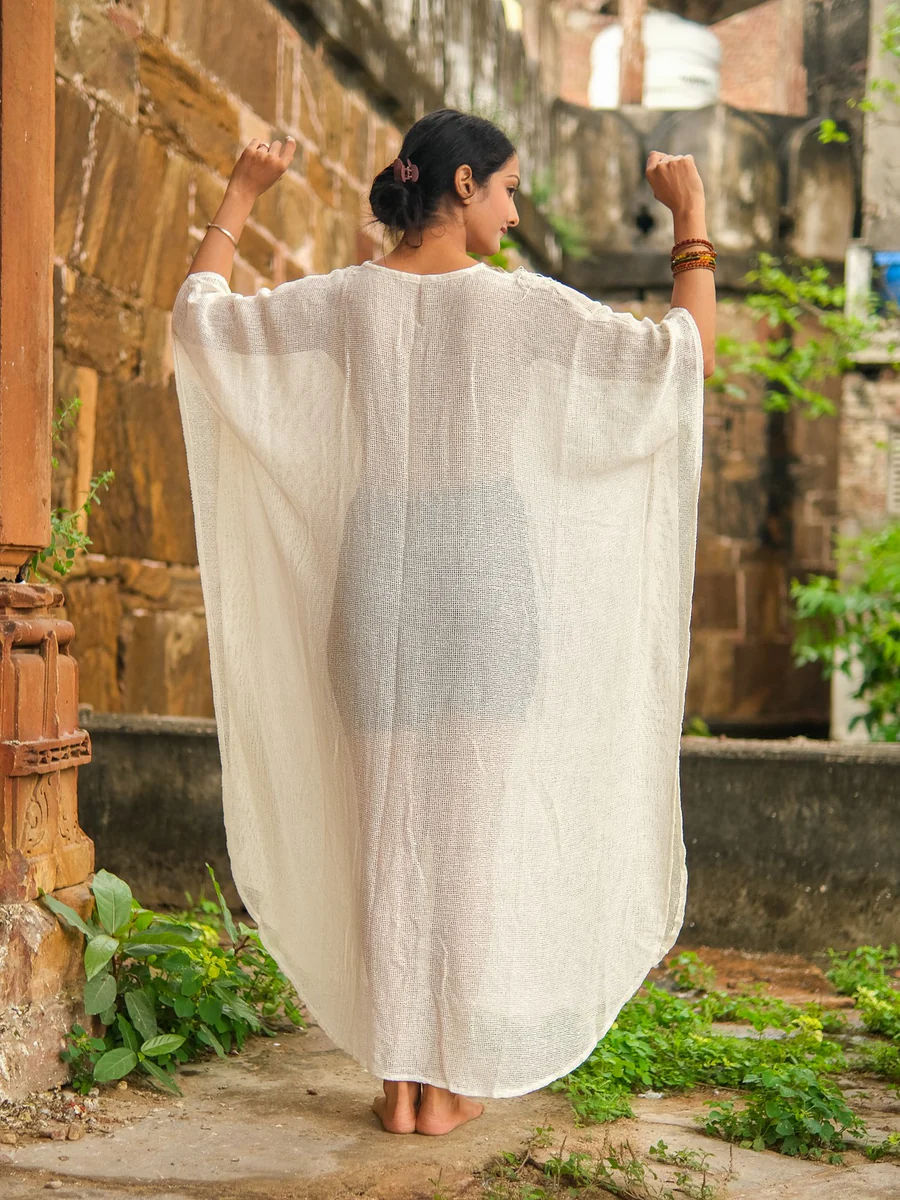 Aaravi Kaftan Dress – Handwoven Boho wear